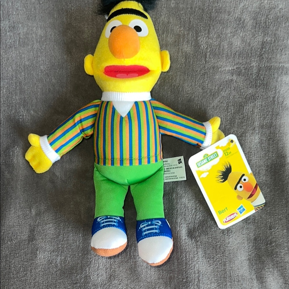 Sesame Street Bert Plush‎ Toy Yellow Green Stuffed Animal Y2013